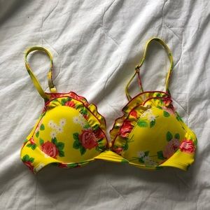 Ruffle floral bikini push up top